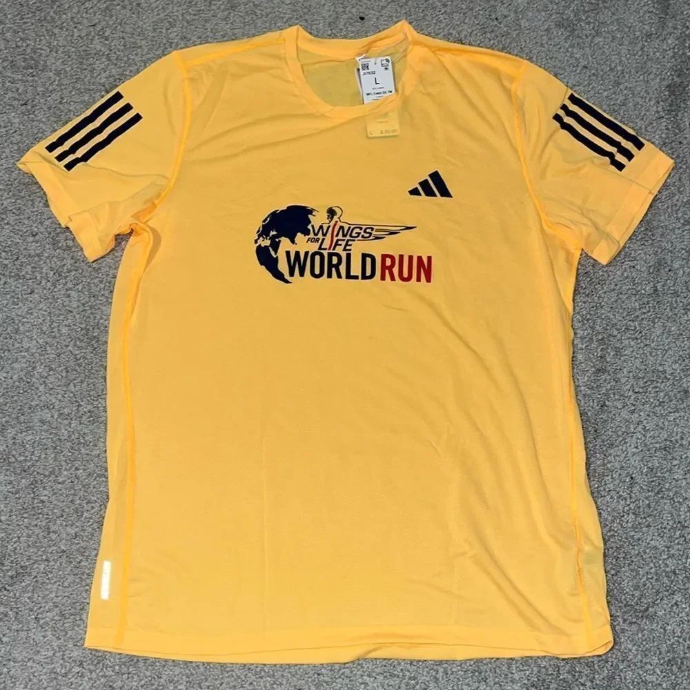 ADIDAS WINGS FOR LIFE WORLD RUN PARTICIPANT SS Shirt aeroready Men’s Sz L New!
